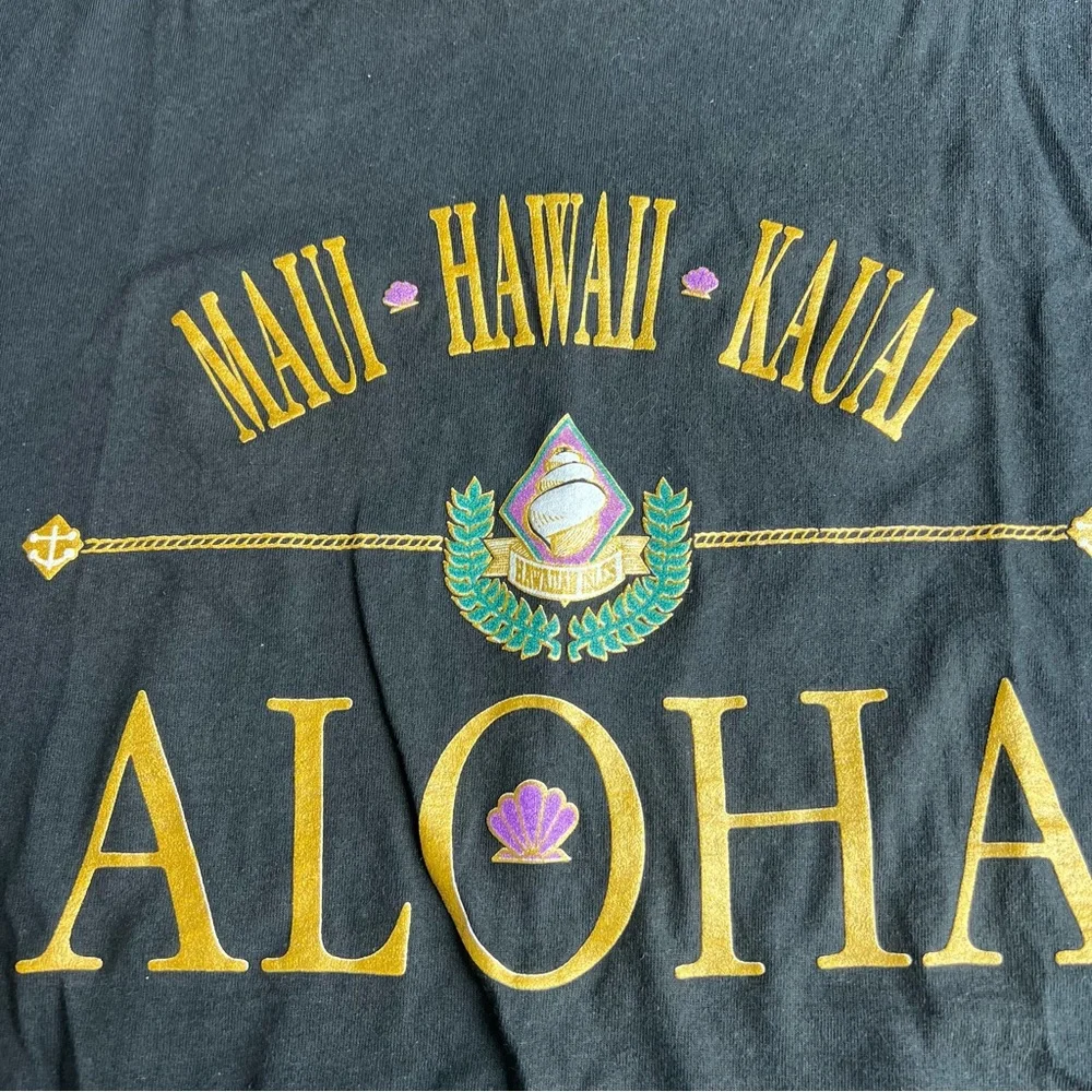 Vintage Hawaii shirt XL single stitch Maui Aloha Kuaia black 90s - Picture 2 of 5